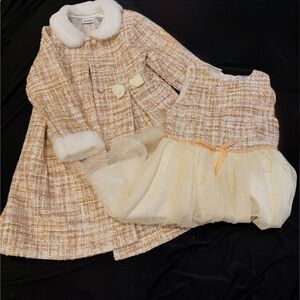 Elegant Cream and Tan Kids Formal Dress Set